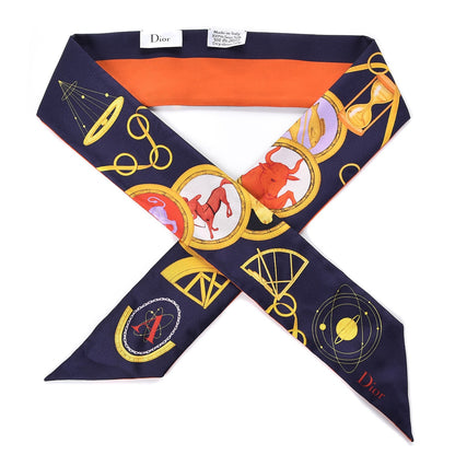 Christian Dior Silk ABCDior A Mitzah Scarf Blue Marine 1 of 4