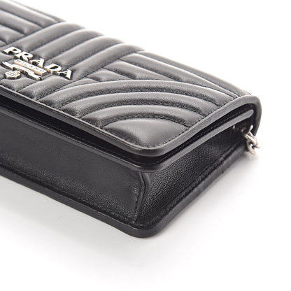 Prada Soft Calf Quilted Diagramme Chain Wallet Black 8 of 9