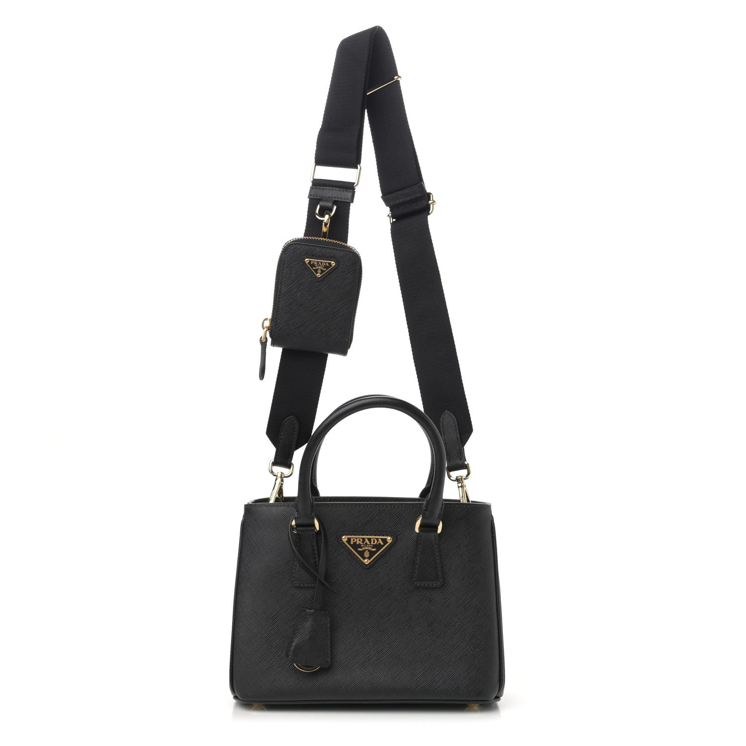 Prada Saffiano Lux Micro Galleria Shoulder Bag Black 1 of 8