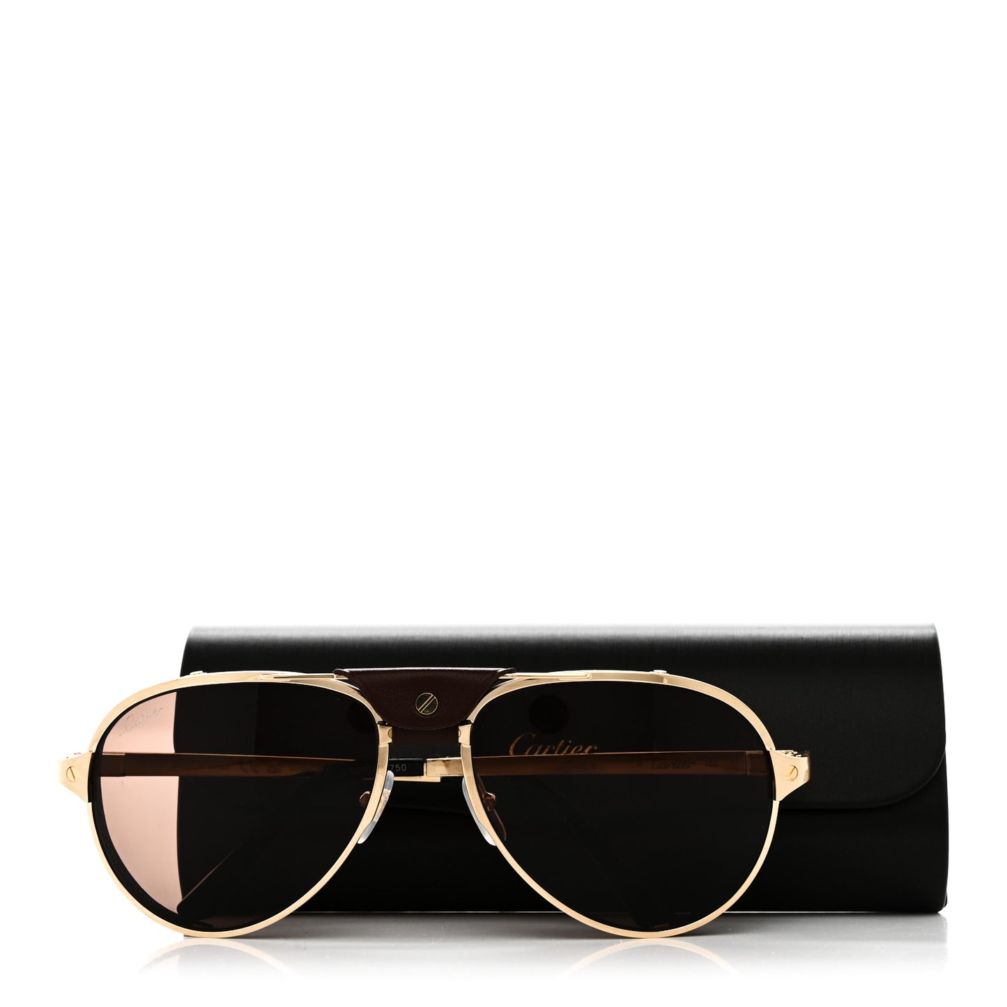 Metal Calfskin Aviator Sunglasses CT0296S Brown