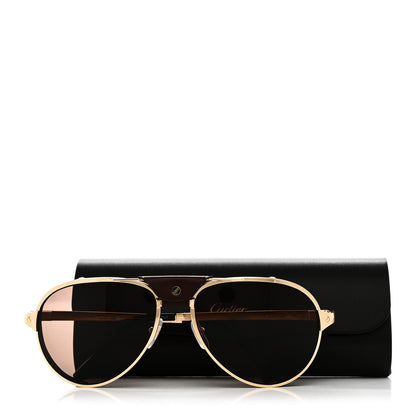 Cartier Metal Calfskin Aviator Sunglasses CT0296S Brown 7 of 7