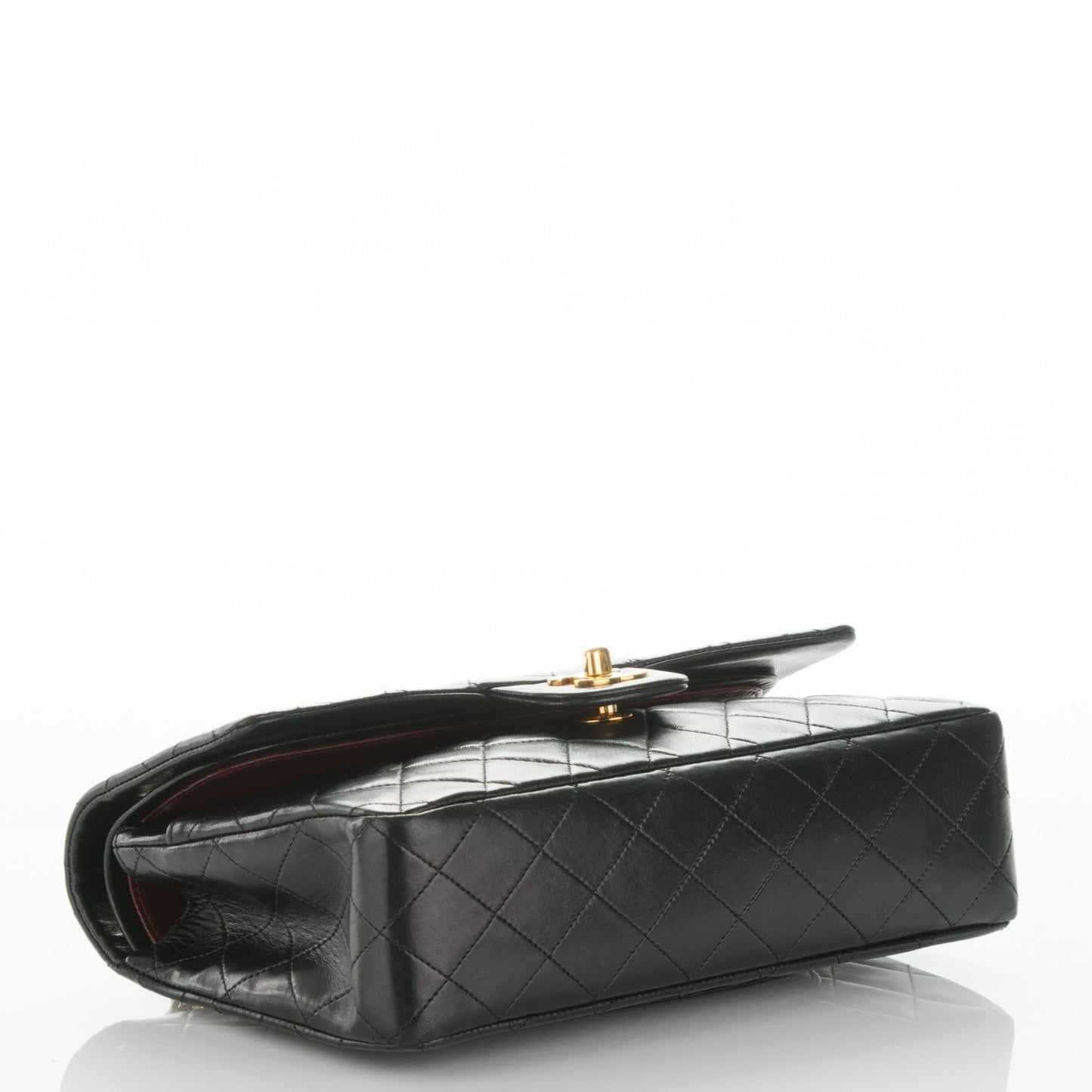 Lambskin Quilted Medium Double Flap Black