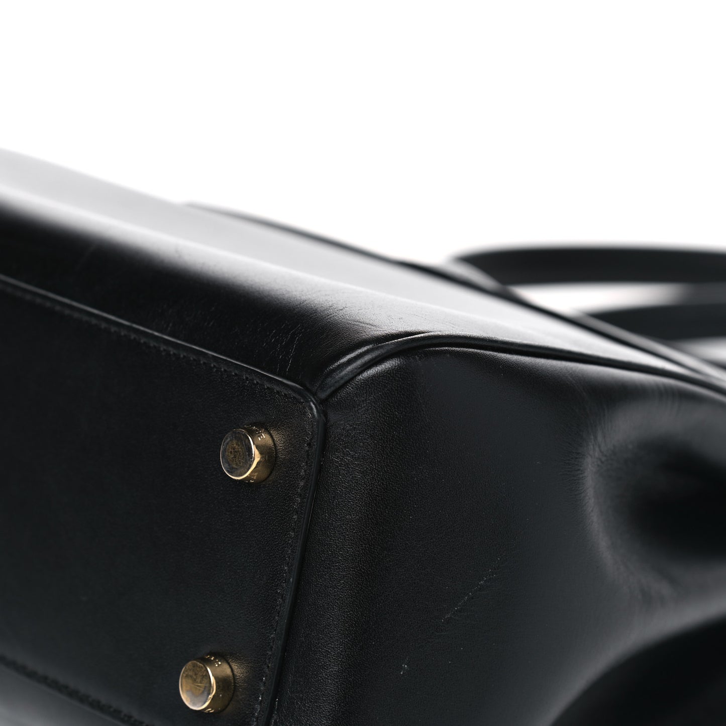 Satinated Calfskin Small 16 Top Handle Bag Black