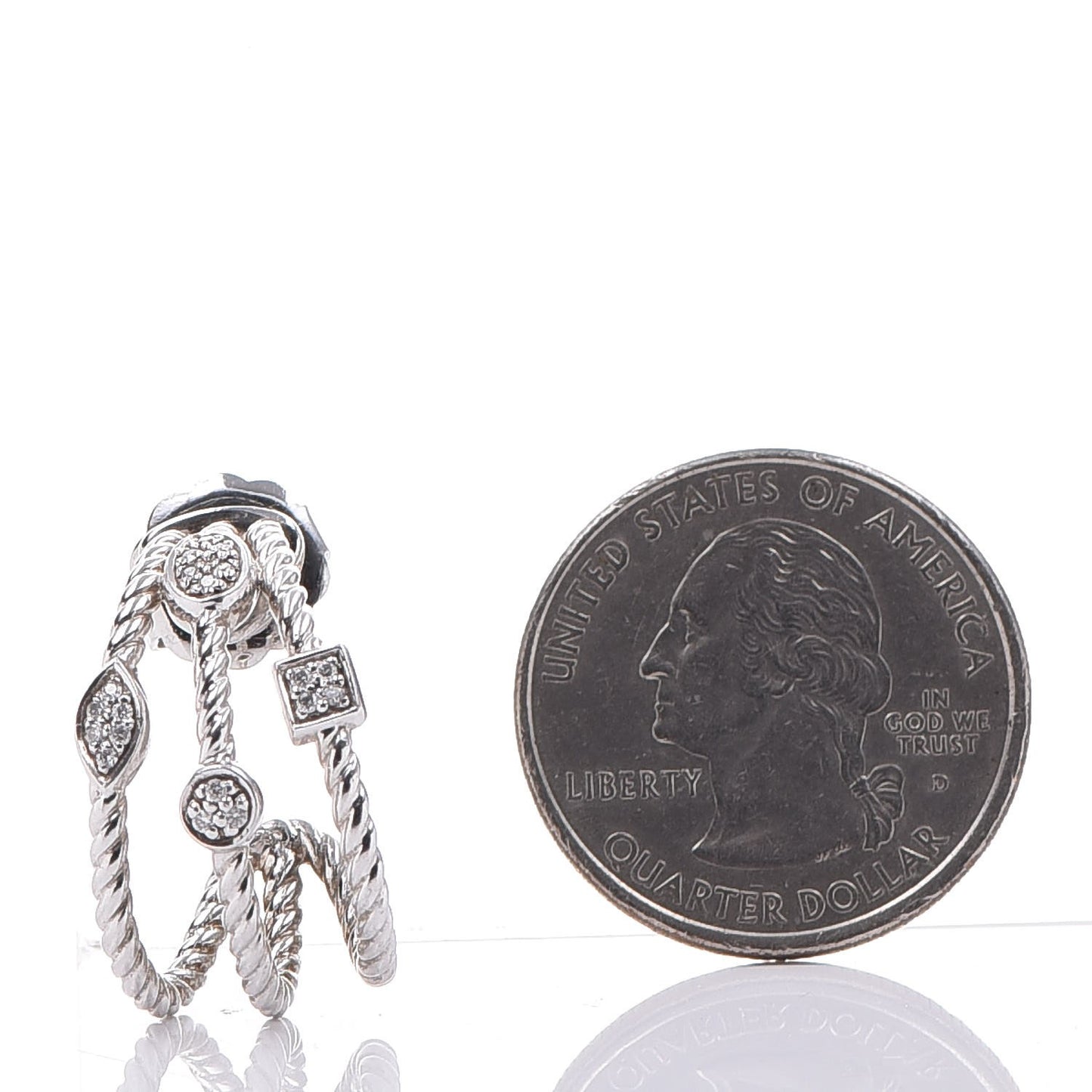 Sterling Silver Diamond Confetti 3 Row Earrings