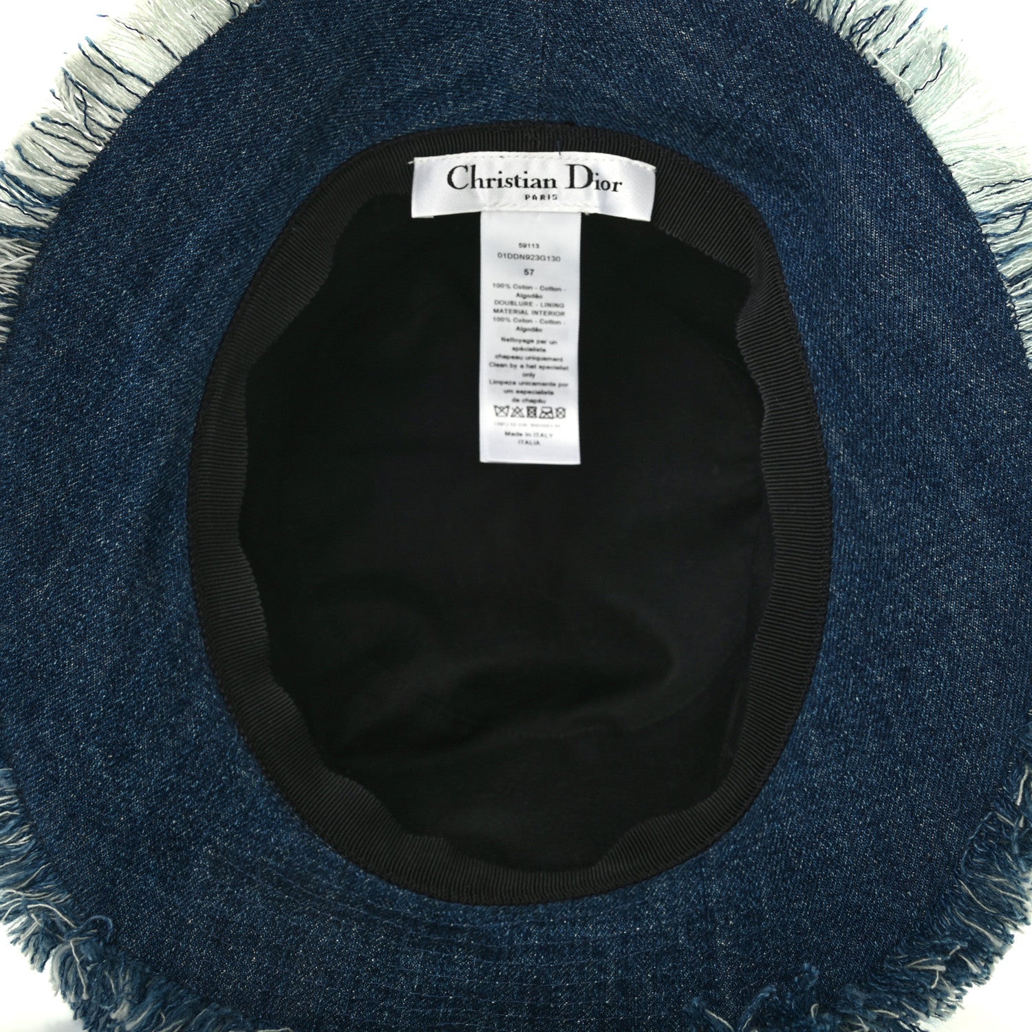 Christian Dior Denim Buket Fringe Hat 57 4 of 5
