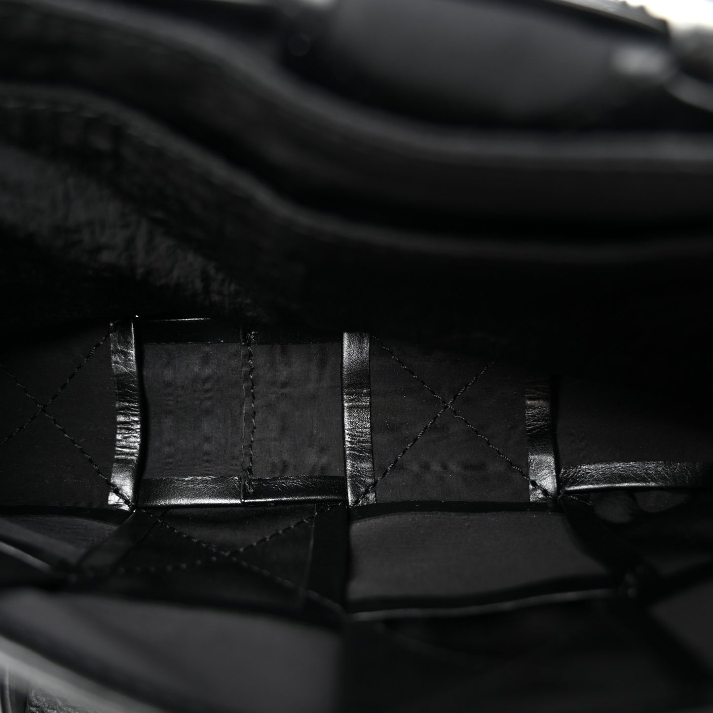 Paper Calfskin Intreccio Cassette Belt Bag Black