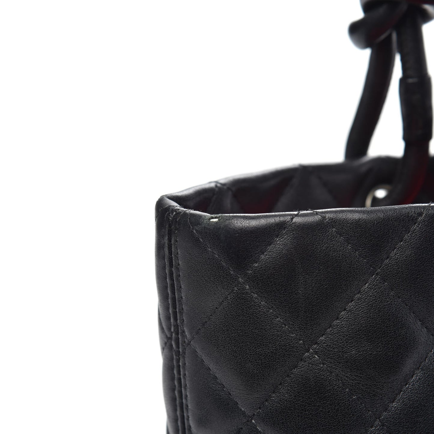 Calfskin Quilted Medium Cambon Tote Black White