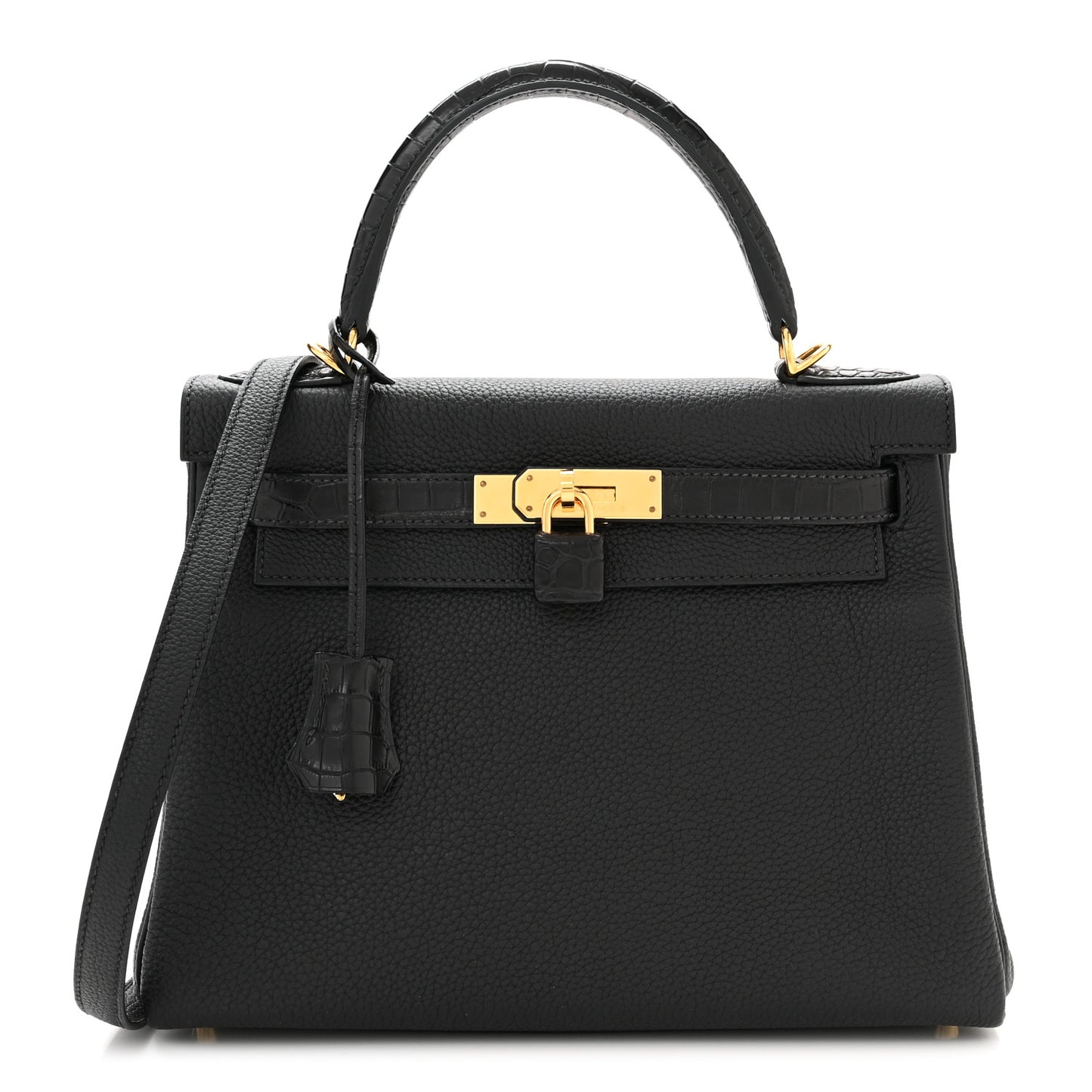 Togo Matte Porosus Crocodile Kelly Retourne Touch 28 Black