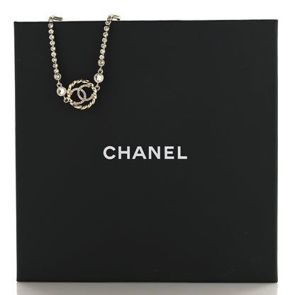 Chanel Metal Crystal CC Choker Necklace Gold 5 of 5