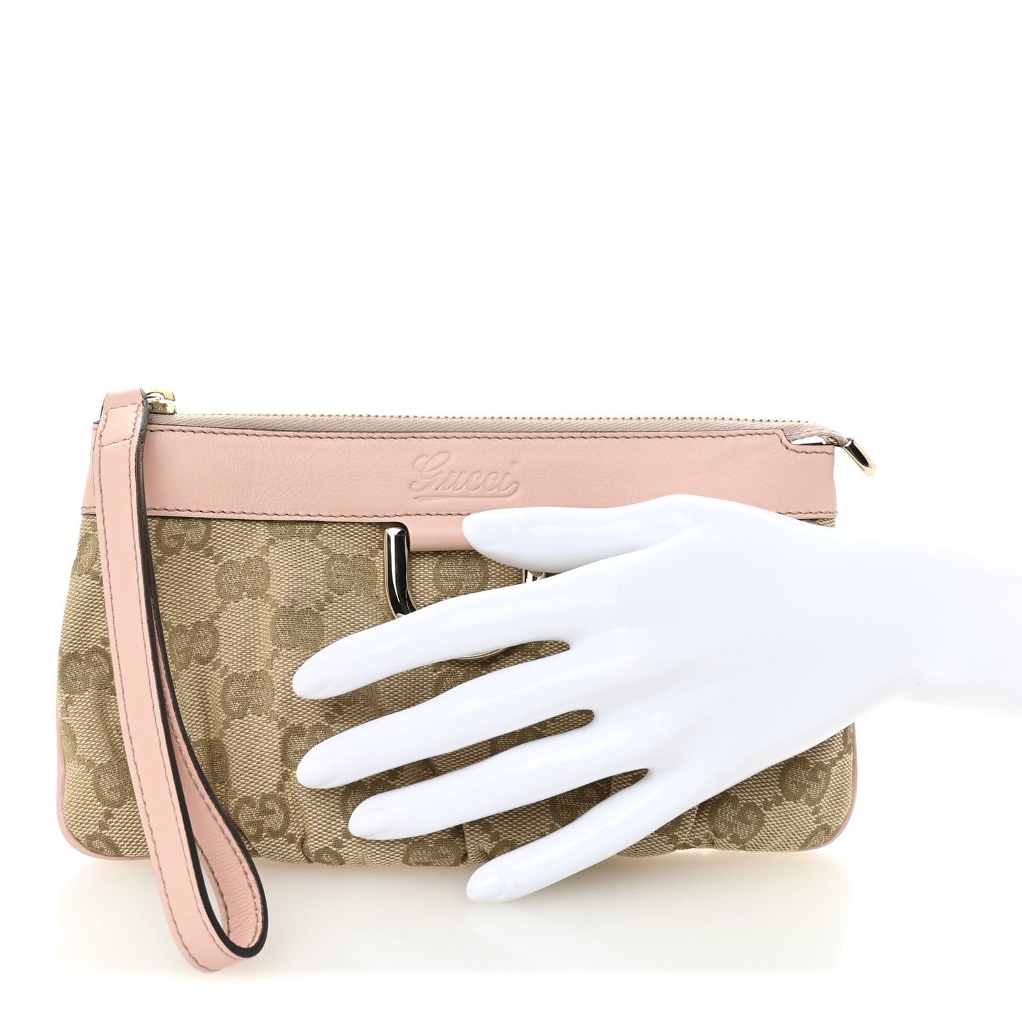 Monogram D Ring Wristlet Pink