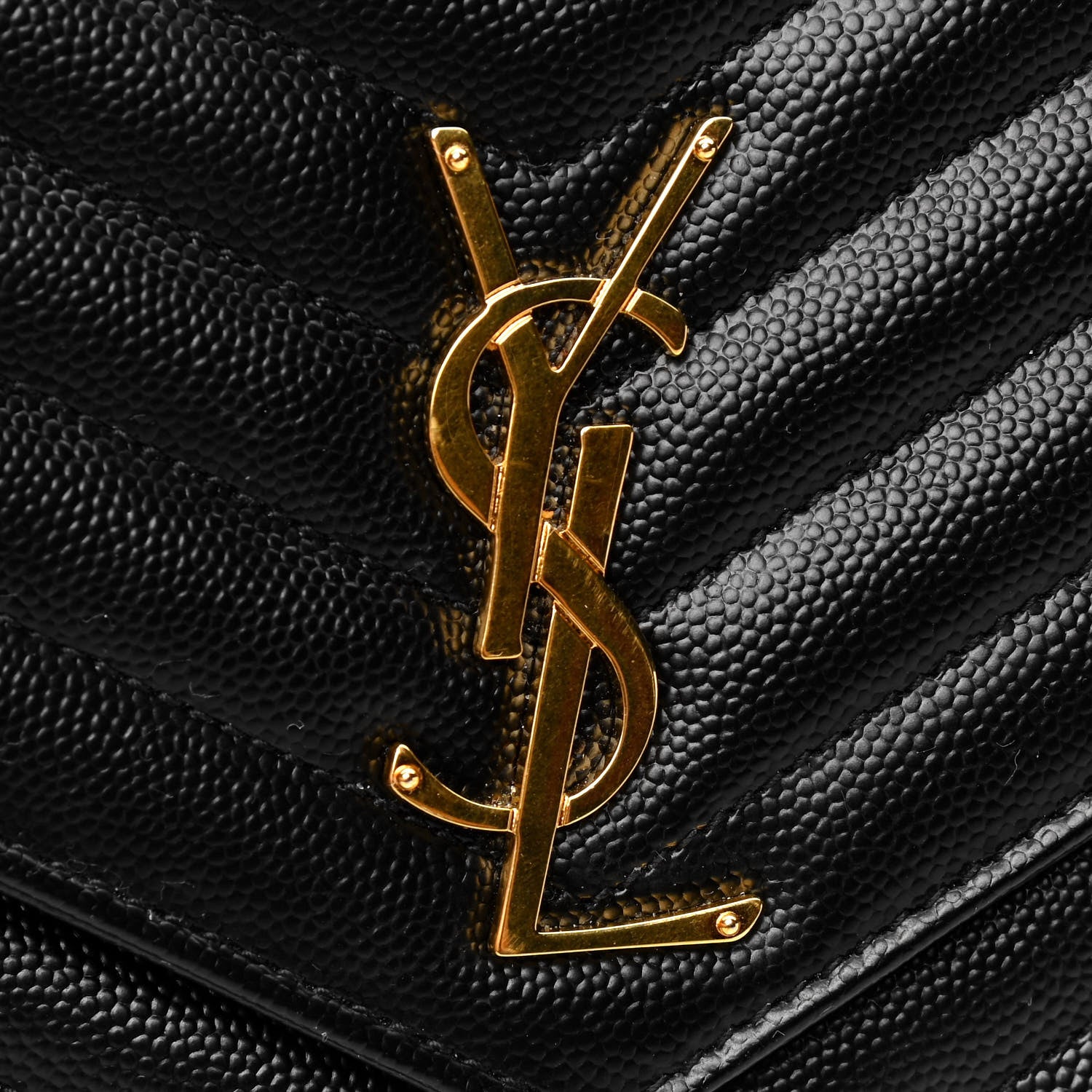 Saint Laurent Grain De Poudre Matelasse Chevron Monogram Envelope Clutch Black 5 of 5