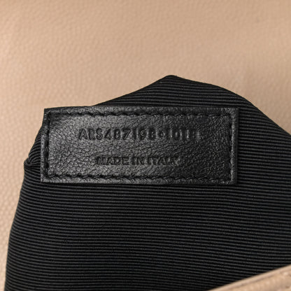 Saint Laurent Grain De Poudre Mixed Matelasse Large Triquilt Monogram Satchel Dark Beige 8 of 10