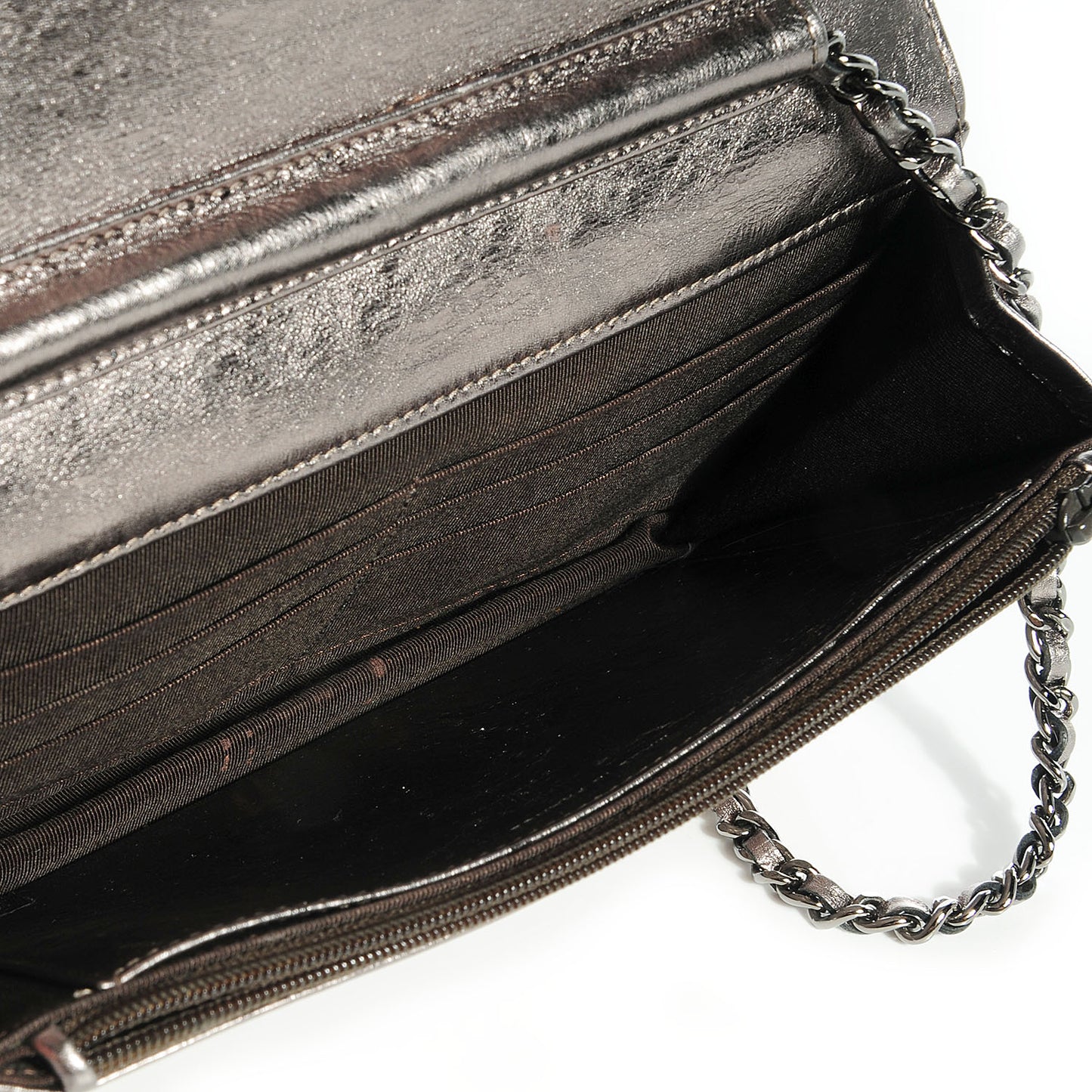 Aged Calfskin Quilted Reissue Wallet On Chain WOC Dark Silver