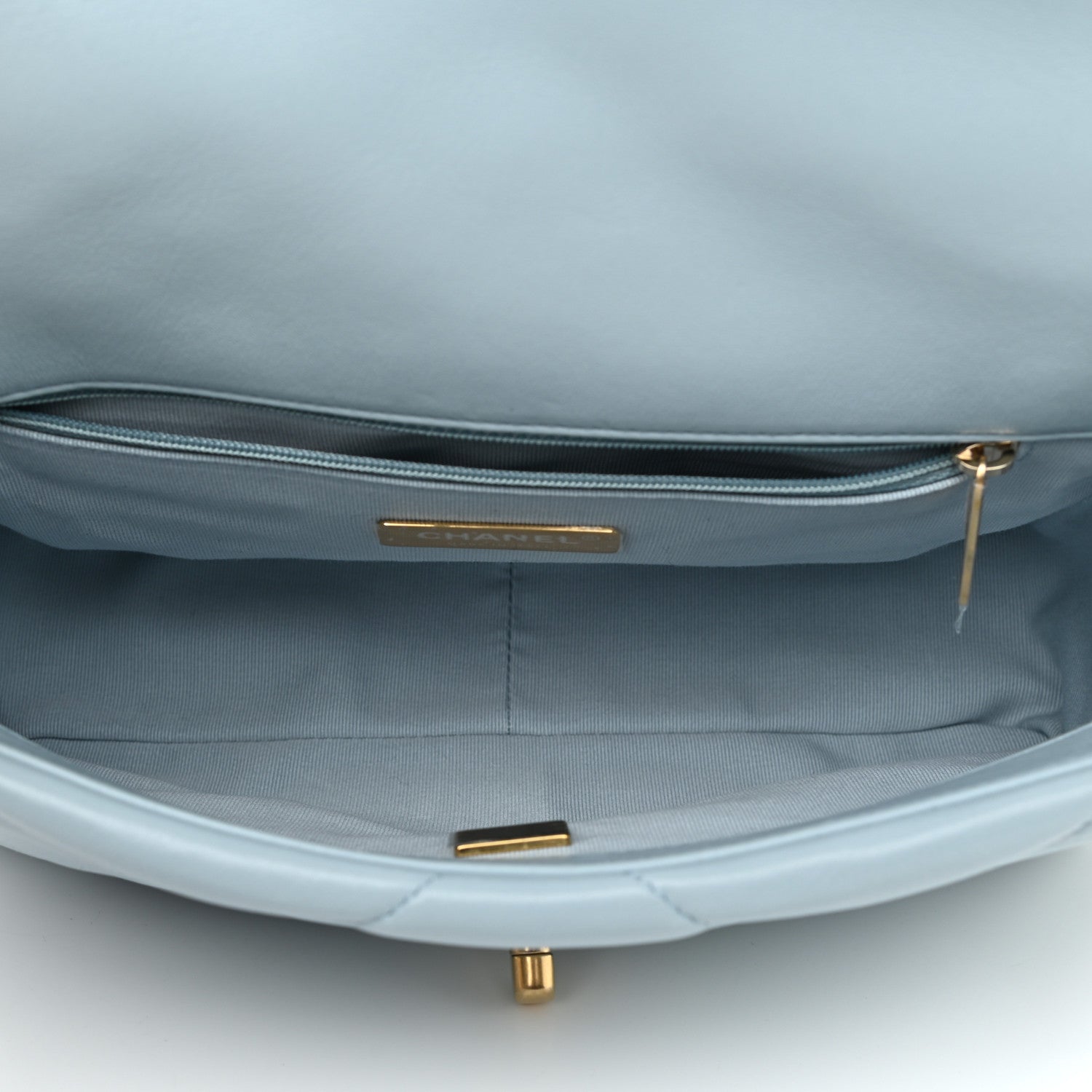 Chanel Lambskin Quilted Medium Chanel 19 Flap Light Blue 5 of 11