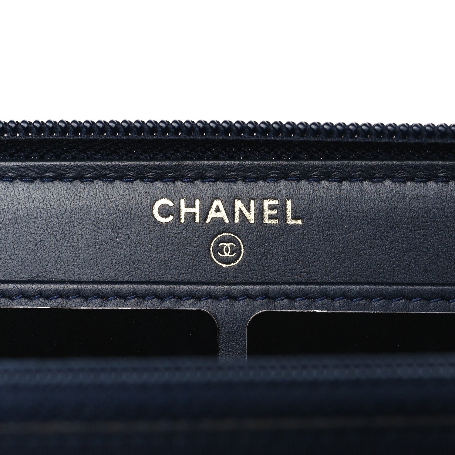 Chanel Caviar Quilted Boy Long Zip Around Wallet Navy 6 of 9