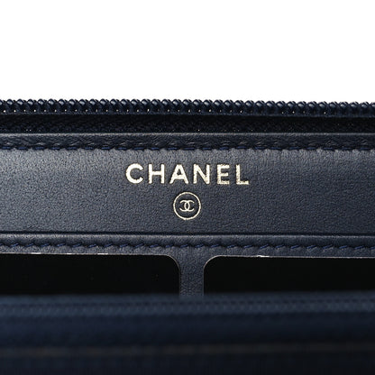 Chanel Caviar Quilted Boy Long Zip Around Wallet Navy 6 of 9
