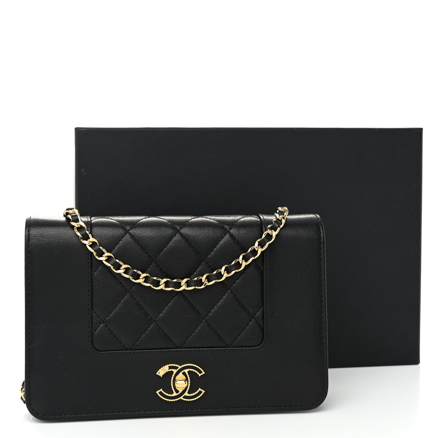 Chanel Sheepskin Quilted Mini Vintage Mademoiselle Wallet On Chain WOC Black 13 of 13