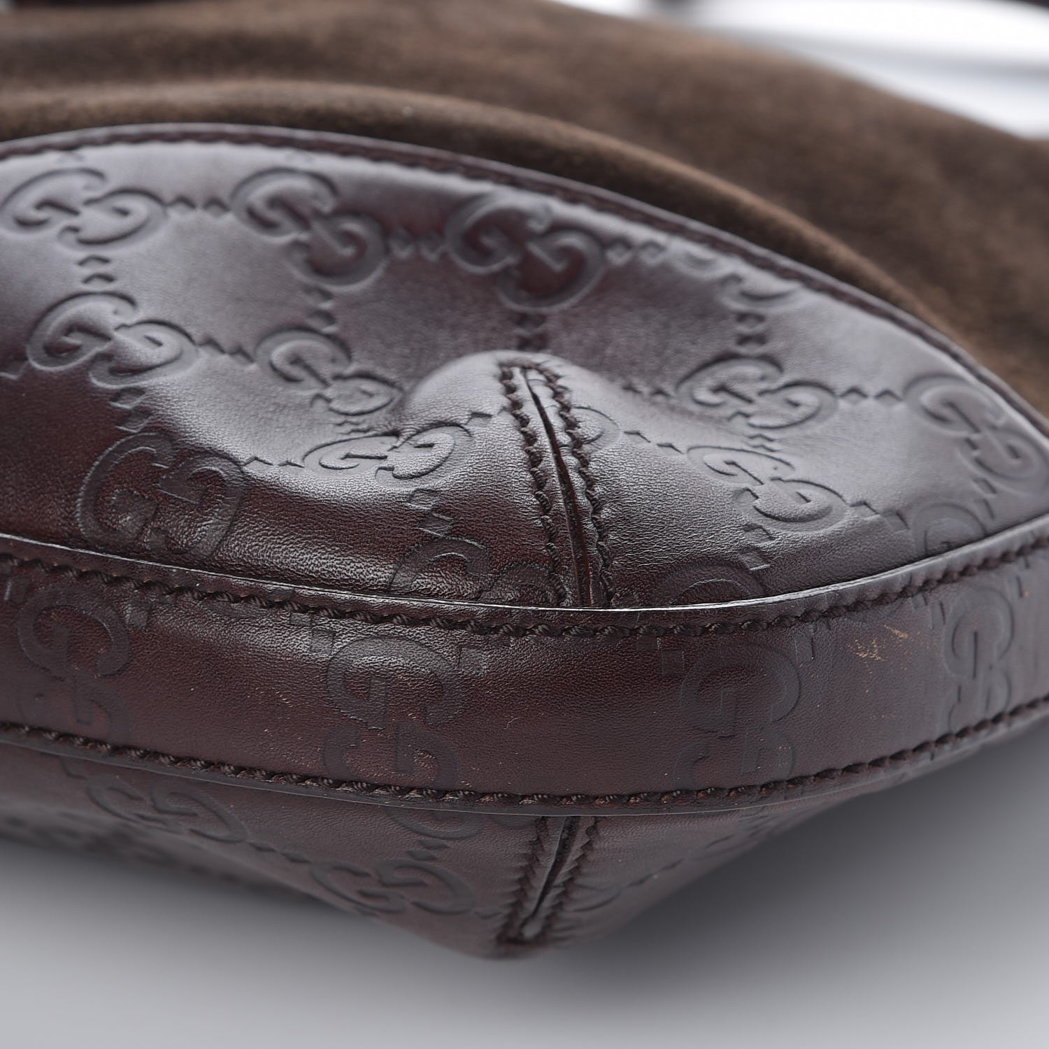 Gucci Guccissima Suede Hasler Hobo Dark Brown 15 of 16