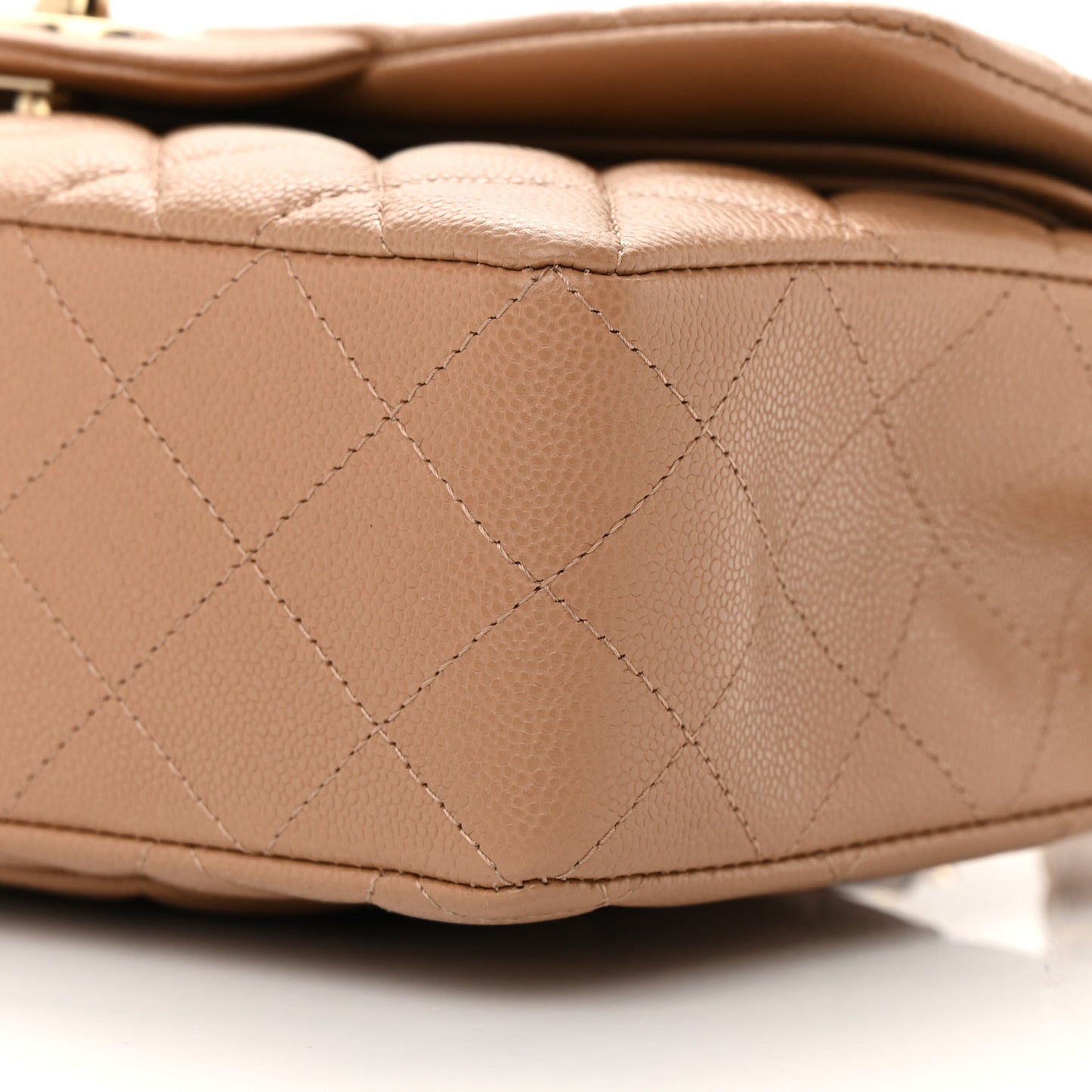 Caviar Quilted Small Double Flap Dark Beige