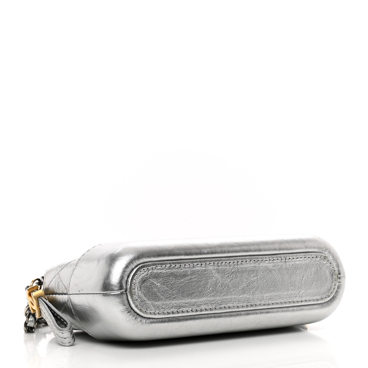 Chanel Metallic Lambskin Calfskin Quilted Small Gabrielle Clutch With Chain Silver 4 of 12