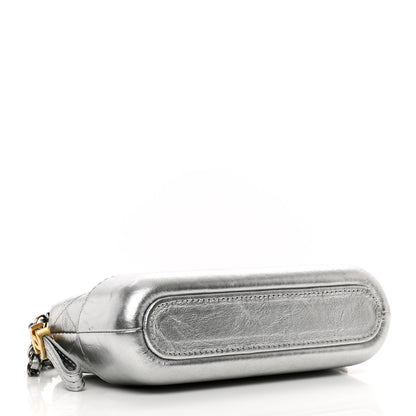 Chanel Metallic Lambskin Calfskin Quilted Small Gabrielle Clutch With Chain Silver 4 of 12