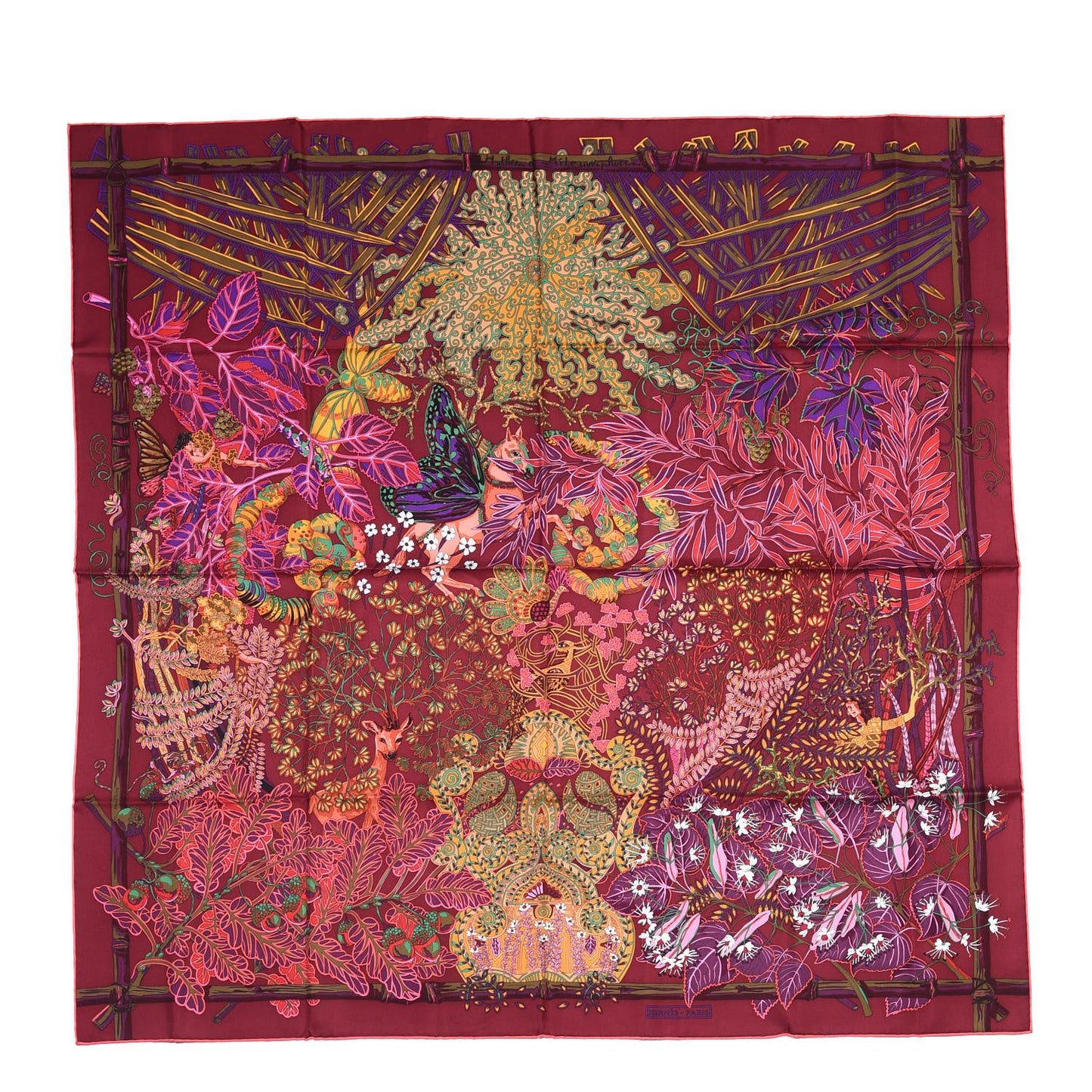 Silk Mythes et Metamorphoses Scarf 90 Prune Rose Vif Violet
