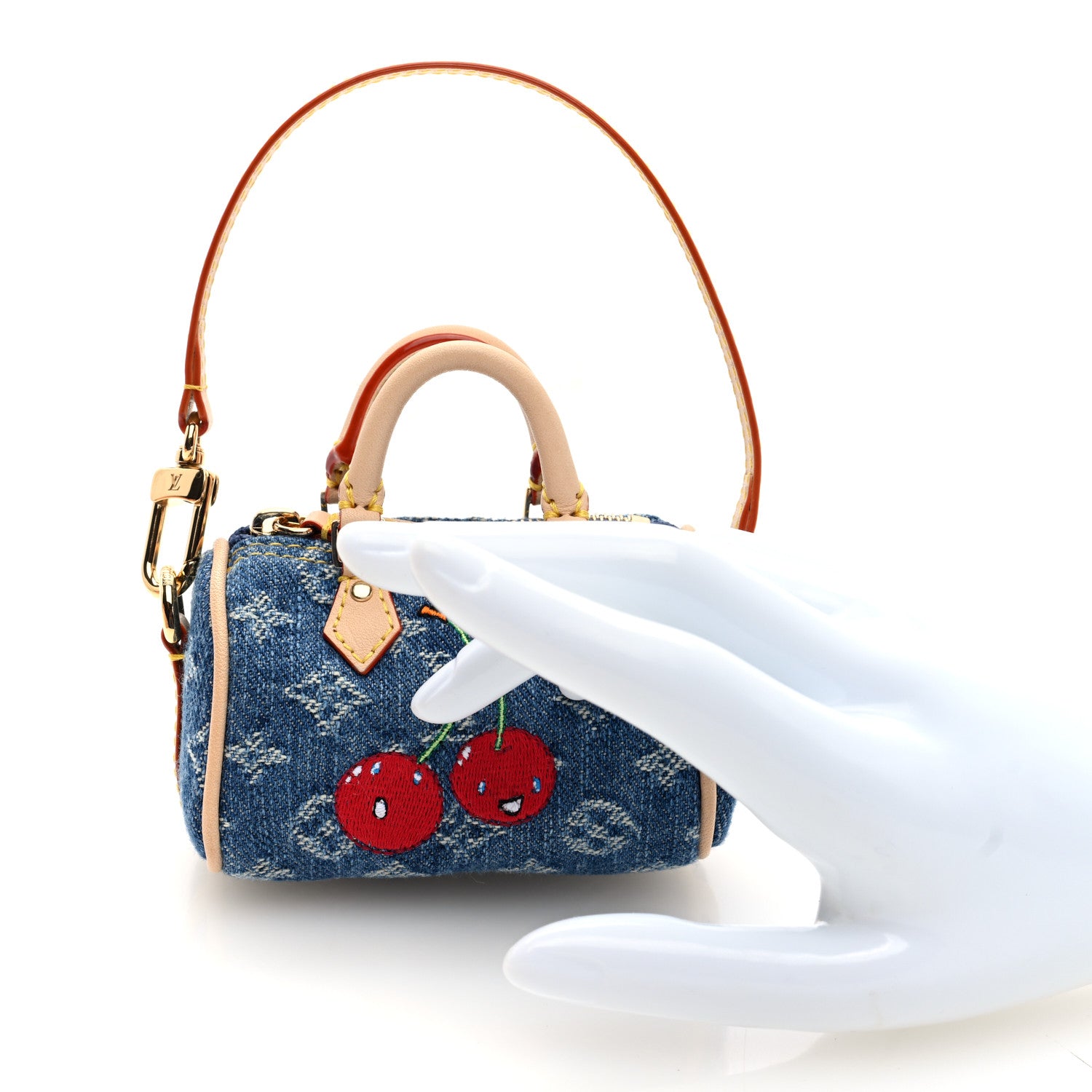 Louis Vuitton LV X TM Monogram Denim Cerises Micro Speedy Bag Charm Blue 2 of 9