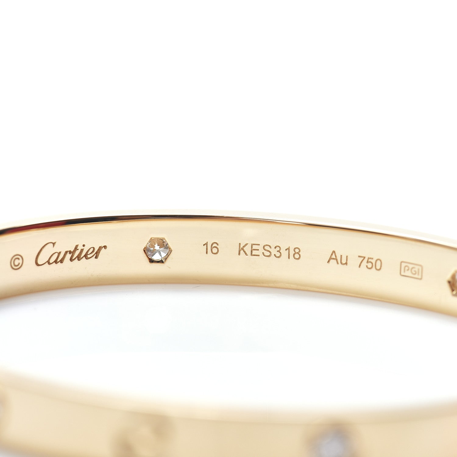 Cartier 18K Yellow Gold 4 Diamond LOVE Bracelet 16 4 of 5