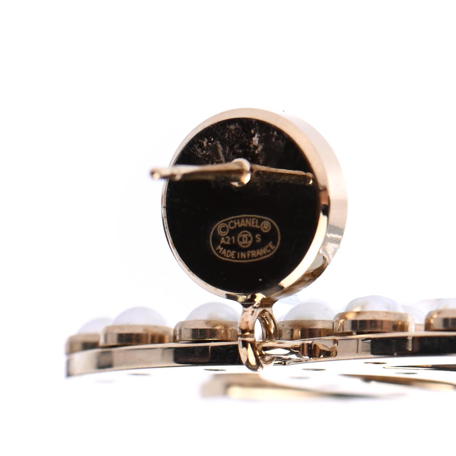 Chanel Pearl CC Drop Earrings Gold 4 of 4