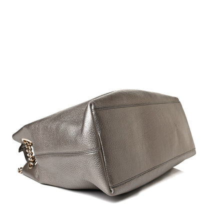 Gucci Metallic Pebbled Calfskin Medium Soho Chain Shoulder Bag Golden Beige 3 of 16