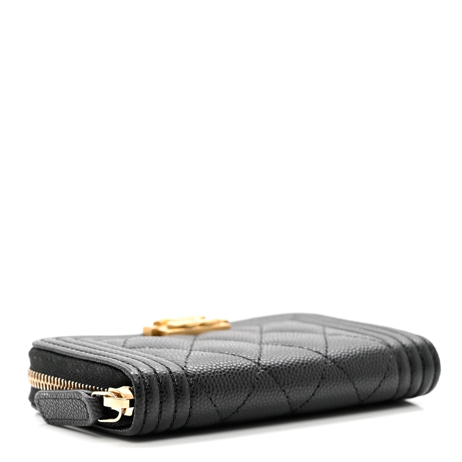 Chanel Caviar Quilted Boy Zip Around Coin Purse Wallet Black 4 of 7