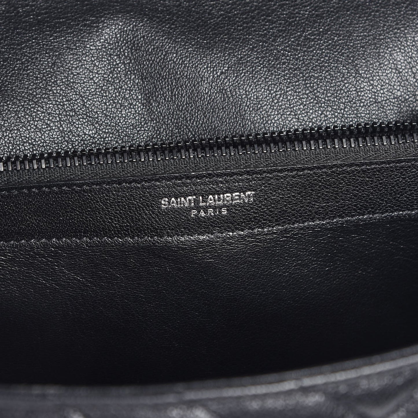 Sheepskin Matelasse Chevron Monogram Monochrome Large College Satchel Black