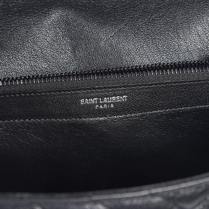 Saint Laurent Sheepskin Matelasse Chevron Monogram Monochrome Large College Satchel Black 6 of 8