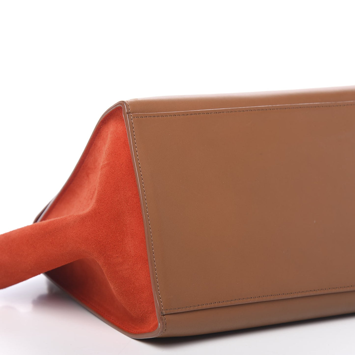 Natural Calfskin Suede Medium Bi-Color Trapeze Beige