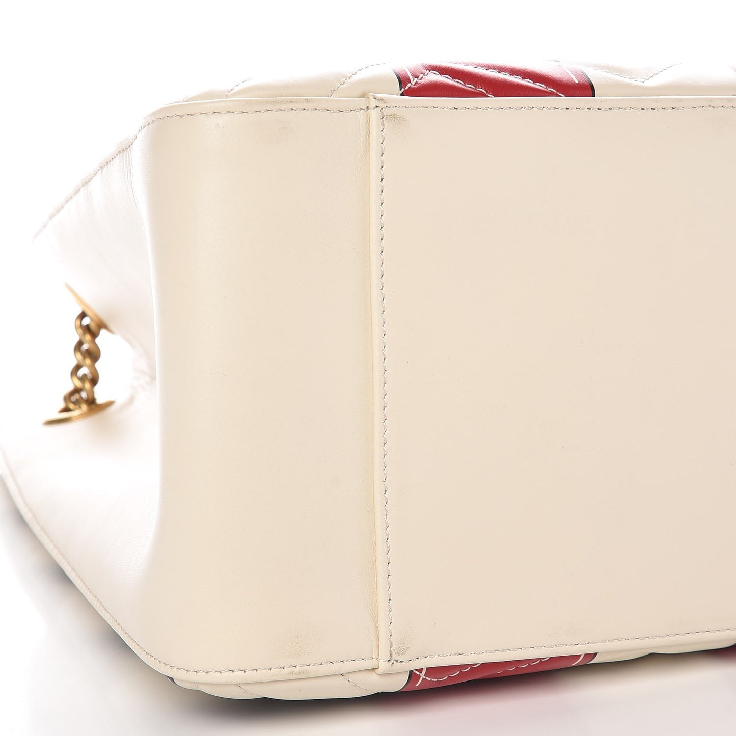 Calfskin Matelasse Trompe L'Oeil Print Medium GG Marmont Shoulder Tote Mystic White Hibiscus Red Marine Giallo