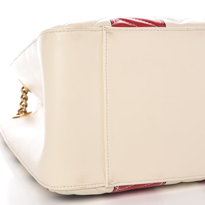 Gucci Calfskin Matelasse Trompe L'Oeil Print Medium GG Marmont Shoulder Tote Mystic White Hibiscus Red Marine Giallo 8 of 11