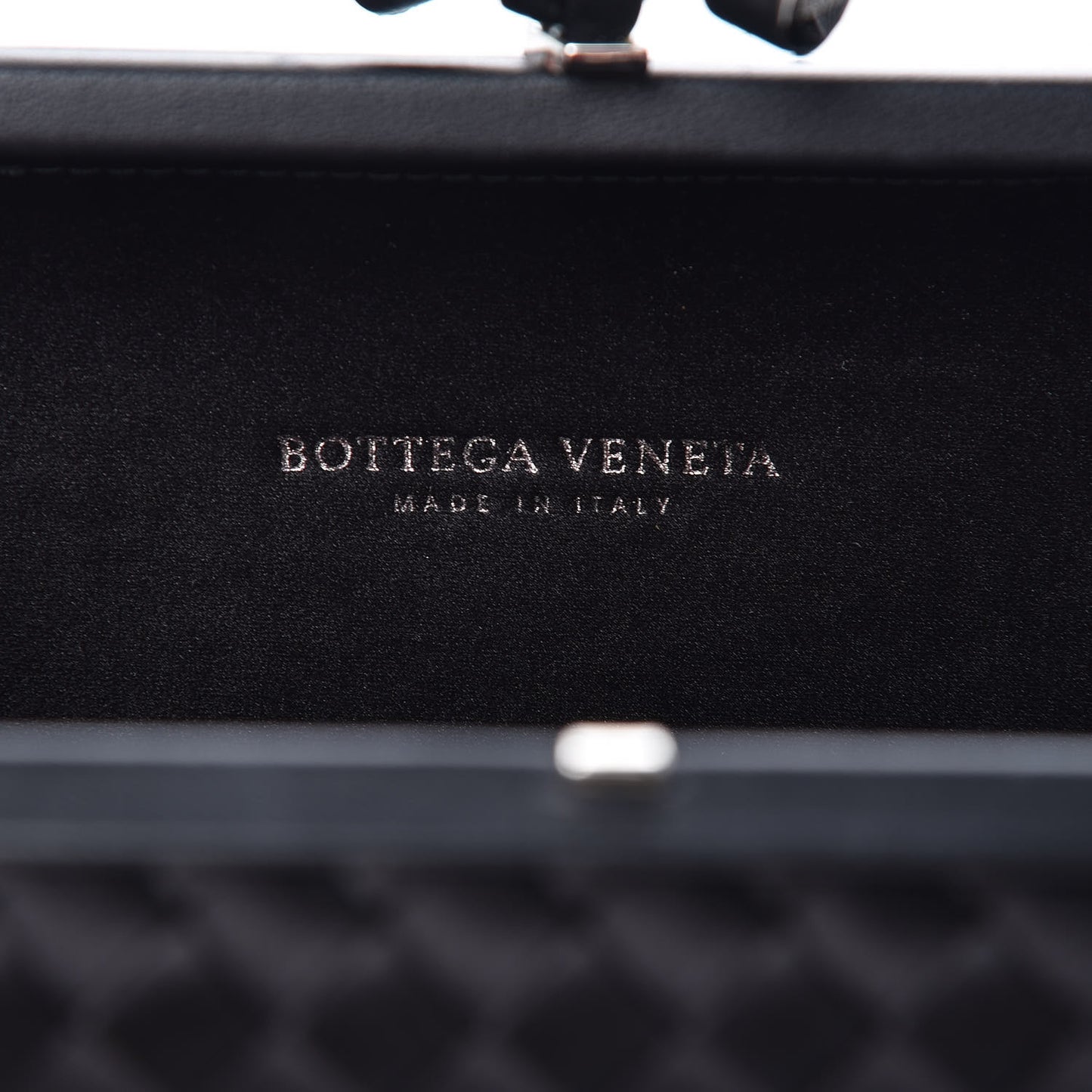 Satin Intreccio Impero Knot Clutch Black