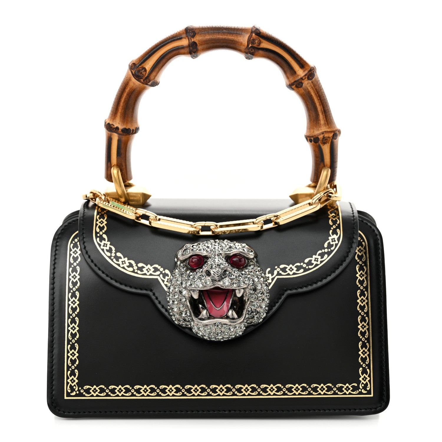 Gucci Calfskin Bamboo Mini Thiara Top Handle Bag Black 1 of 10