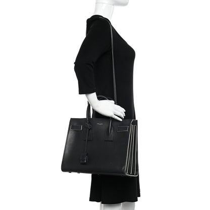 Saint Laurent Calfskin Small Sac De Jour Black White 2 of 13