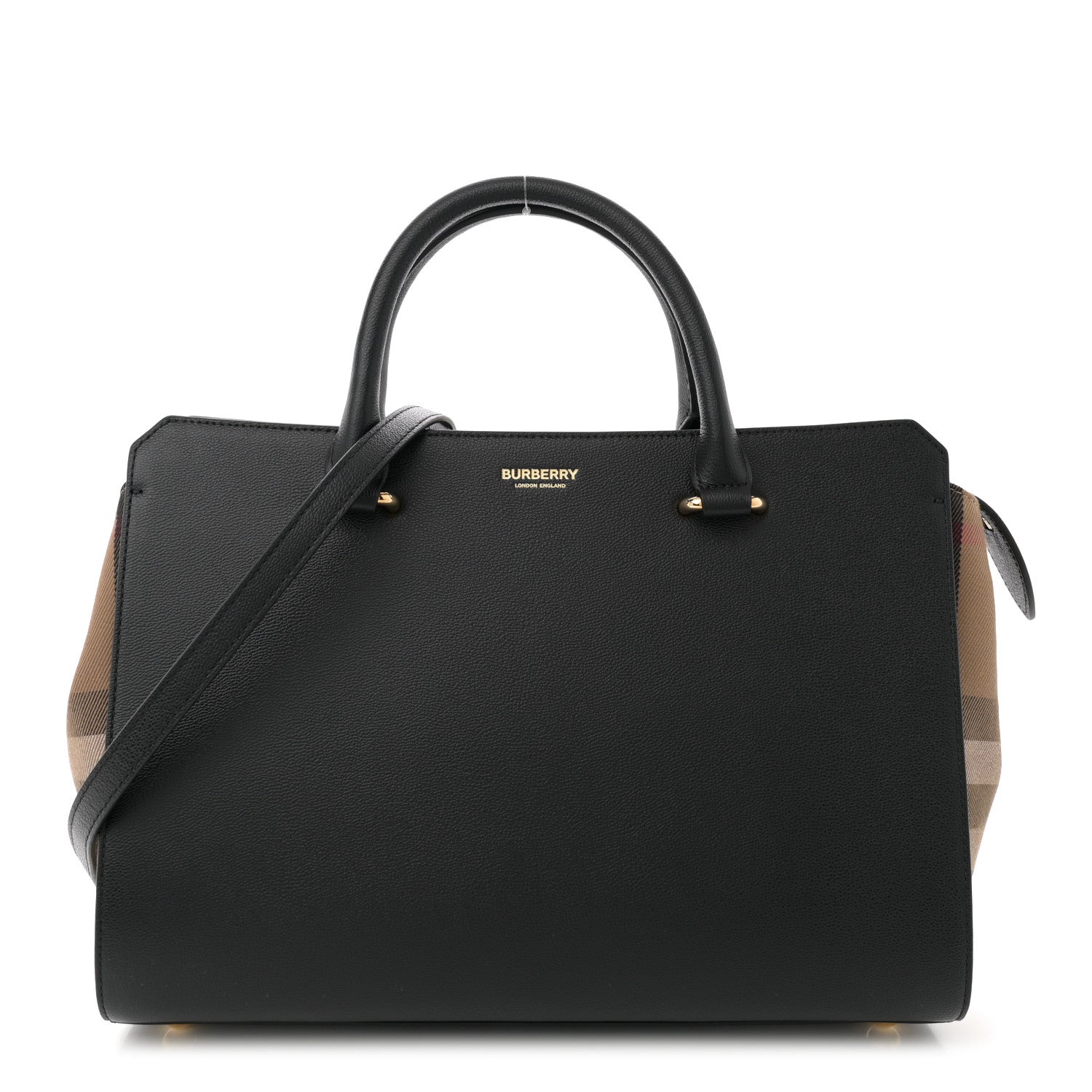 Burberry Calfskin Mega Check Small Banwell Tote Black 1 of 9