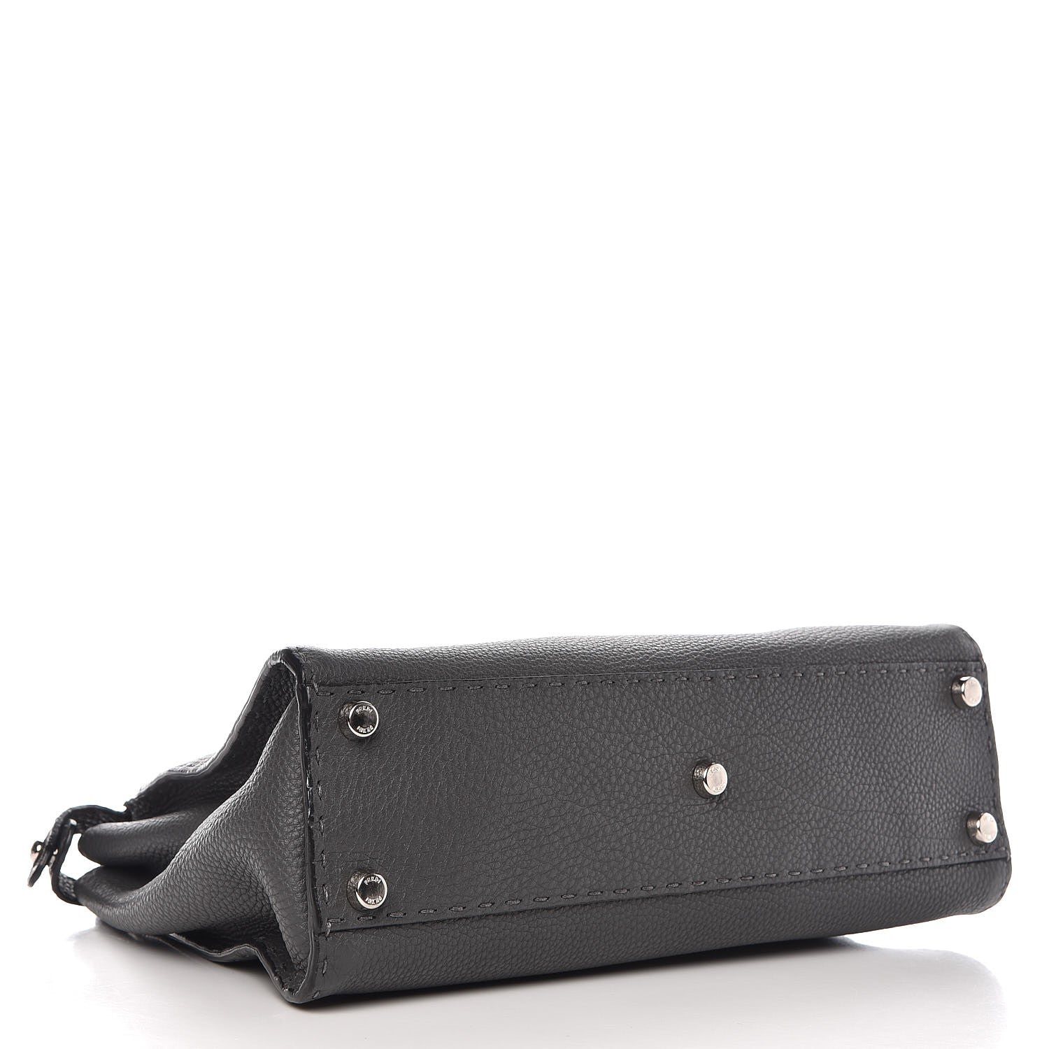 Fendi Cuoio Romano Selleria Bi-Color Medium Peekaboo Iconic Satchel Asfalto Latte 4 of 10