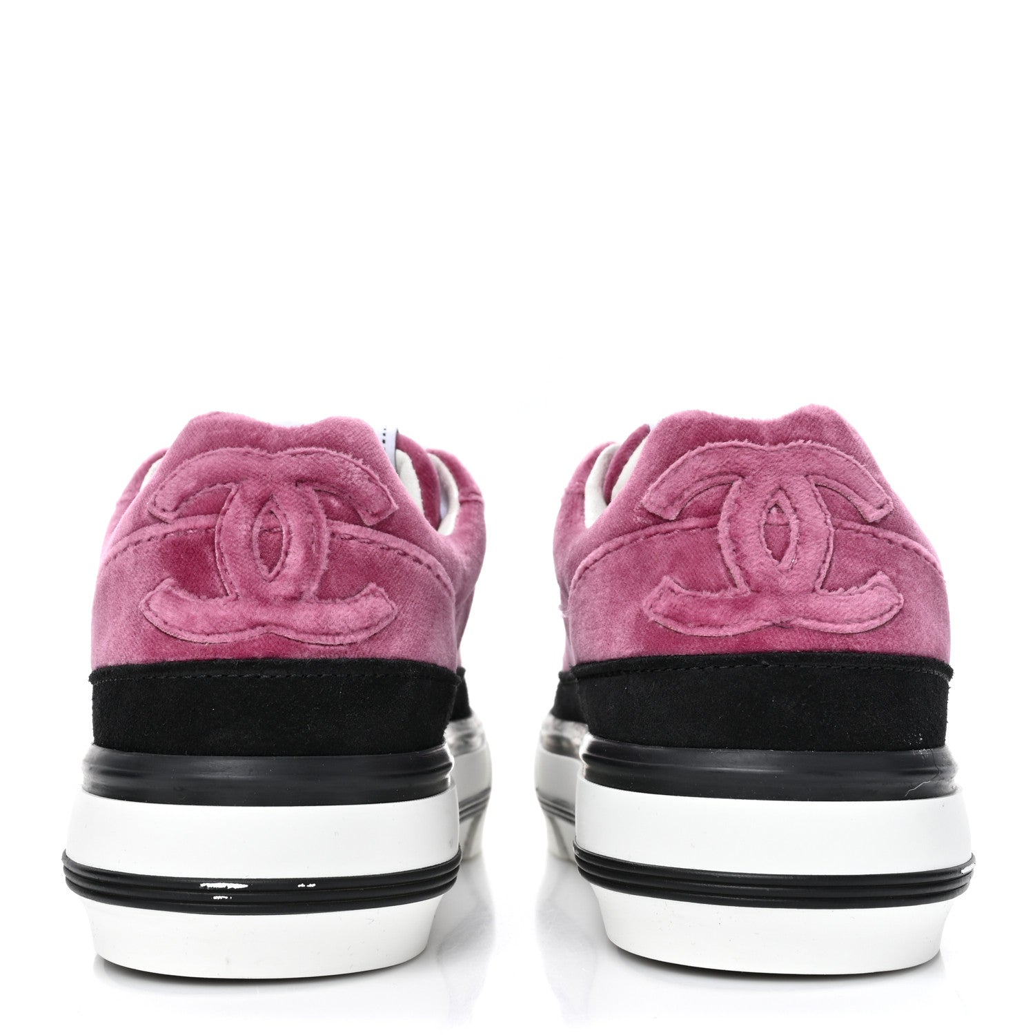 Chanel Calfskin Velvet Womens CC Sneakers 35.5 Navy 4 of 10