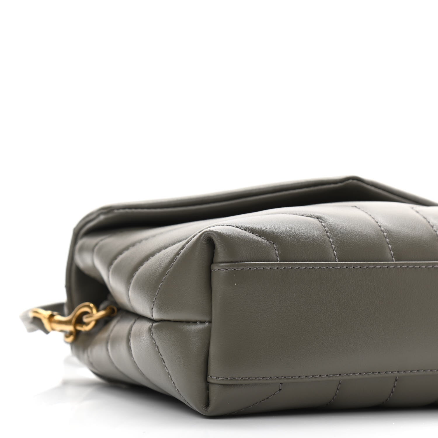 Saint Laurent Calfskin Y Quilted Monogram Toy Loulou Crossbody Bag Grey Kaki 9 of 11