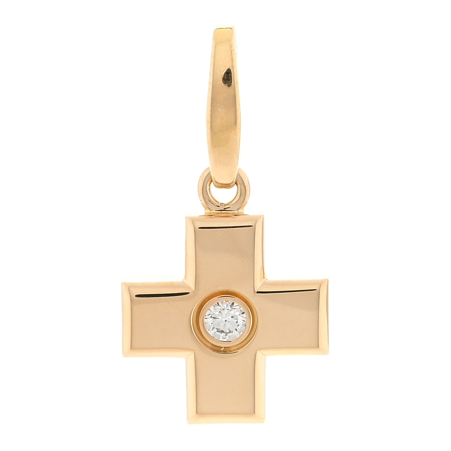 18K Yellow Gold Diamond Cross Charm