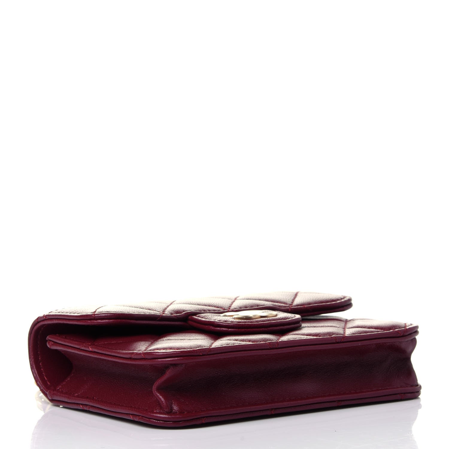 Chanel Lambskin Quilted Top Handle Flap Coin Purse With Chain Burgundy 3 of 4