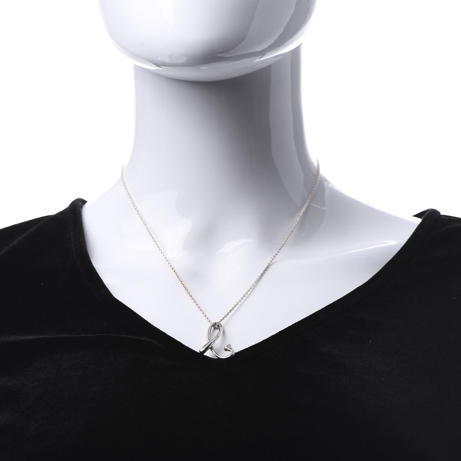 Tiffany Sterling Silver Elsa Peretti Letter B Pendant Necklace 2 of 9