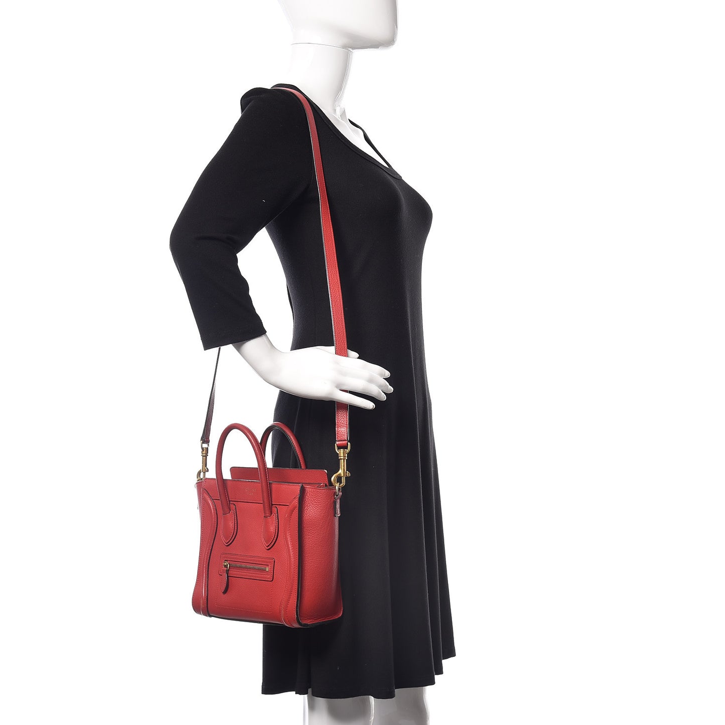 Drummed Calfskin Nano Luggage Coquelicot