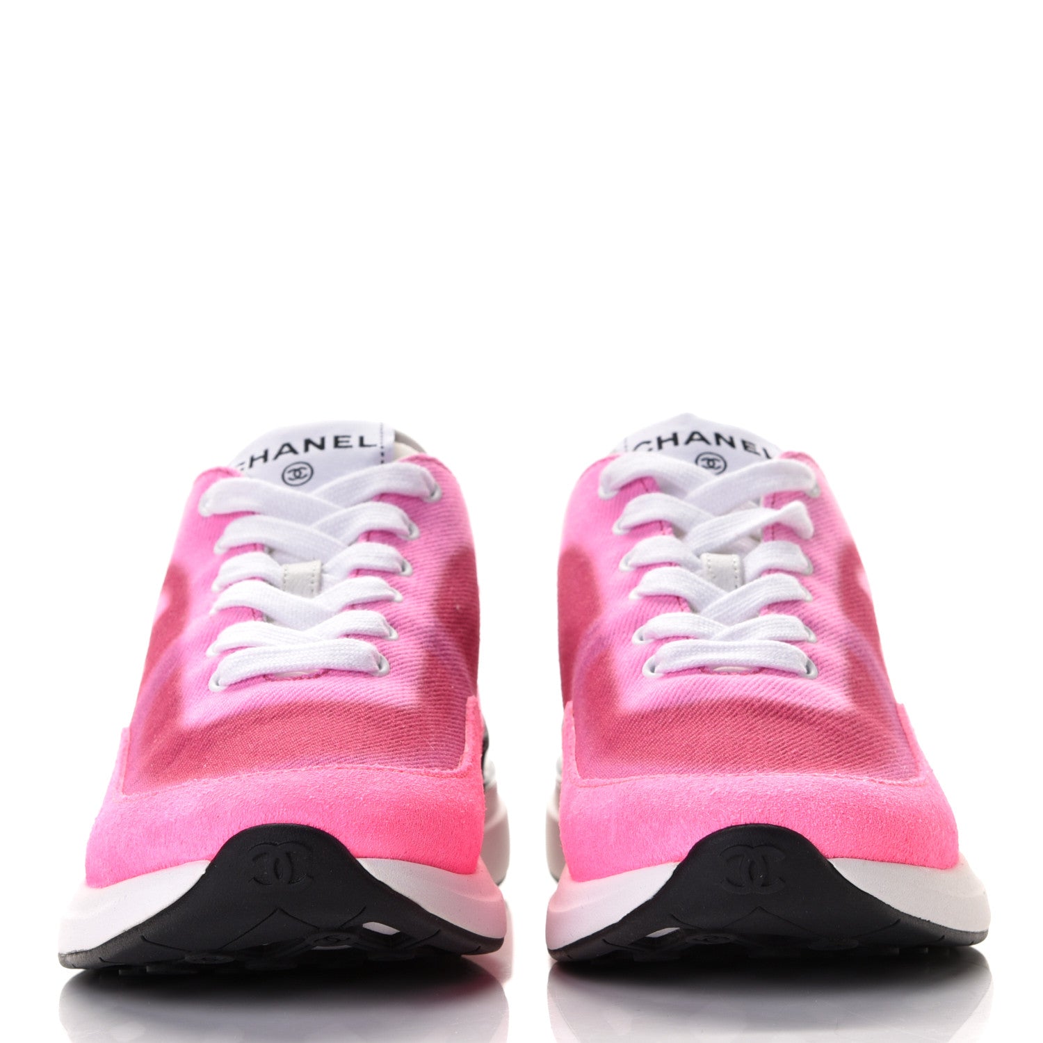 Chanel Denim Suede Calfskin Womens CC Sneakers 36.5 Pink 5 of 8
