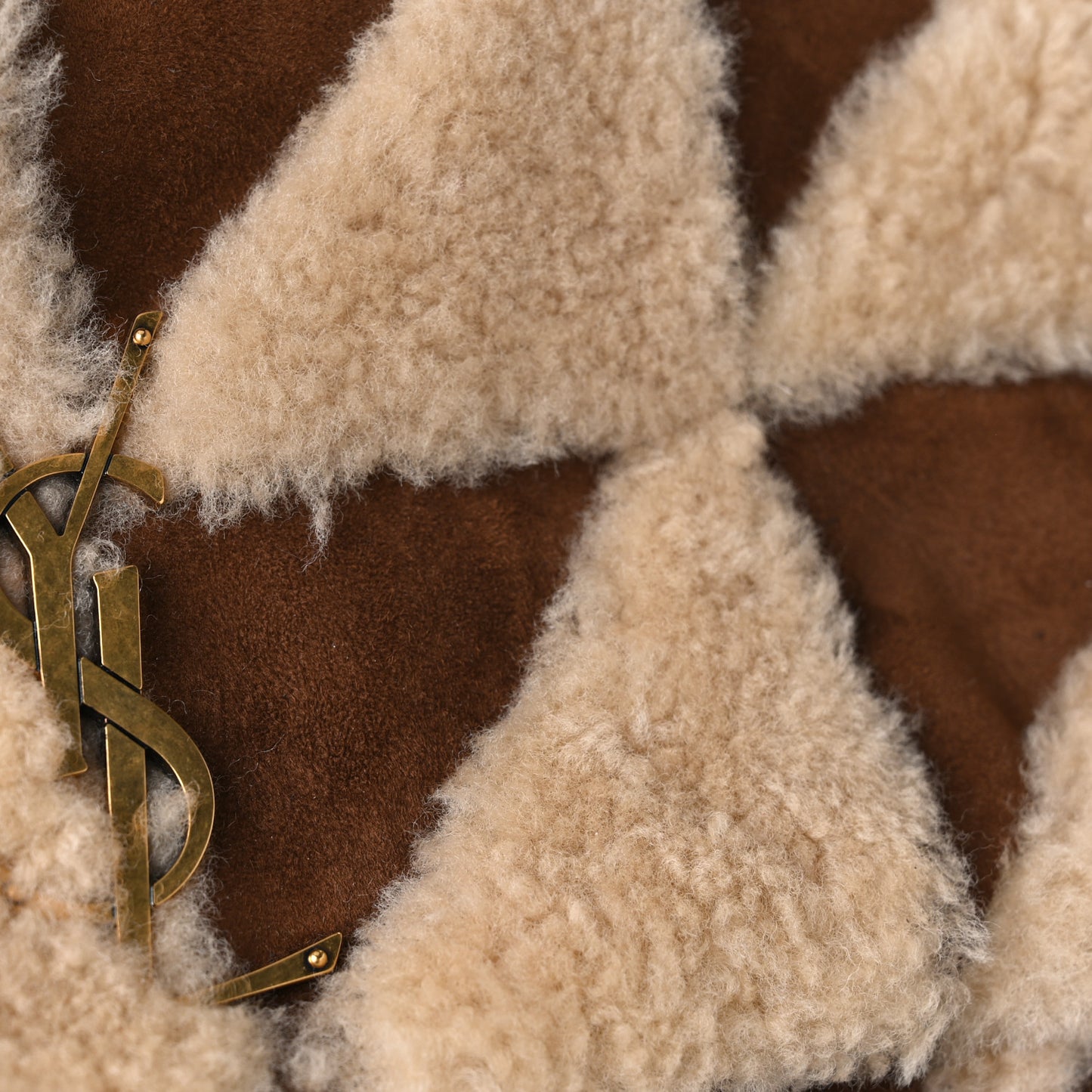 Suede Shearling Patchwork Monogram Medium Jamie Brown Beige