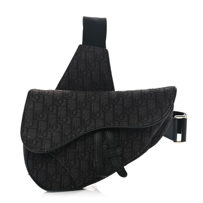 Christian Dior Oblique Mens Saddle Bag Black Blue 1 of 12
